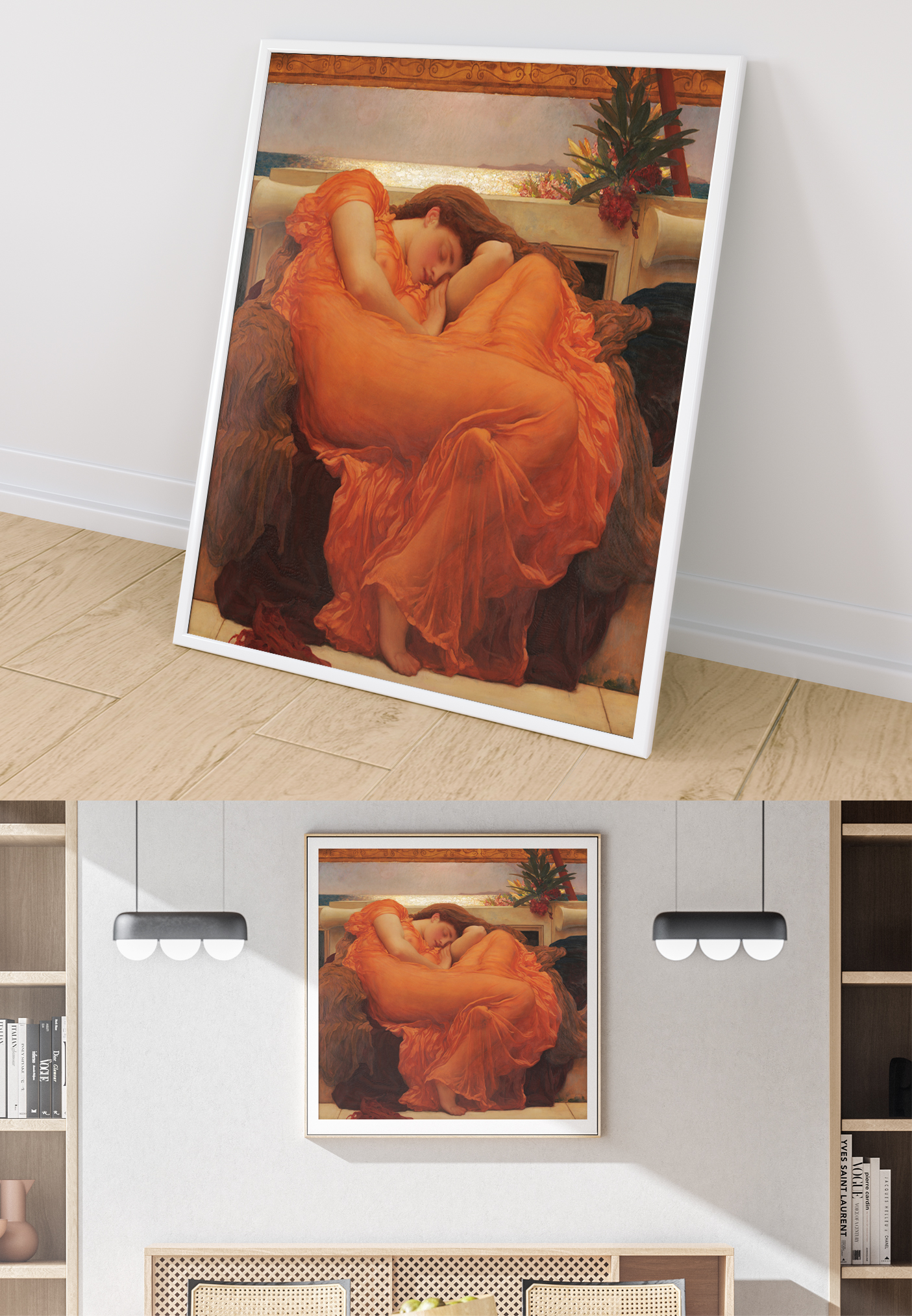 Flaming June, 1895, by Frederic Leighton, in a room setting